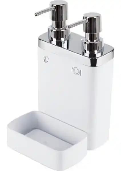 Primanova Viva Süngerlikli Ikili Sıvı Sabunluk Beyaz Modern ve Dayanıklı Tasarım