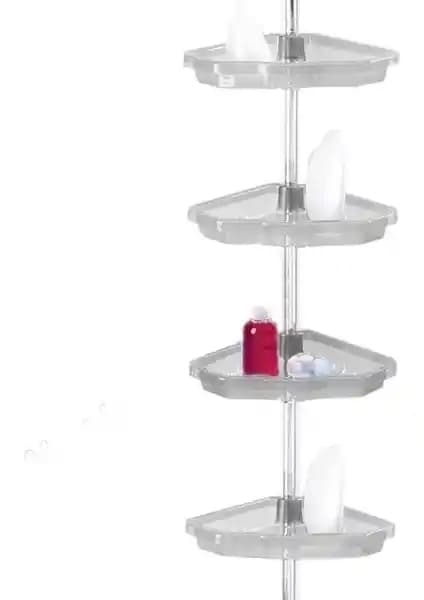 Primanova Yaylı Banyo Köşe Rafı Naturel: Dayanıklı ve Pratik Modern Banyo Çözümü