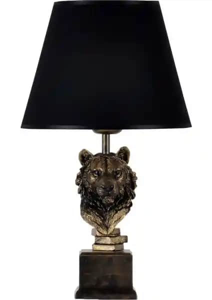 Qdec Modern Dizayn Aslan Abajur Gold Siyah: Şık ve Dayanıklı İç Mekan Aydınlatması