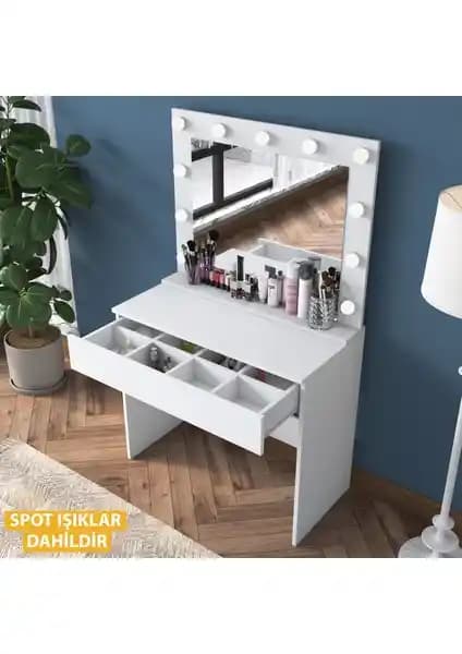 Rani BJ120 Hollywood Işıklı Aynalı Makyaj Masası Modern ve Fonksiyonel Tasarım