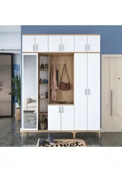 Rani EA121 Portmanto Aynalı Raflı Ayakkabılık ve Vestiyer Geniş ve Şık Tasarım