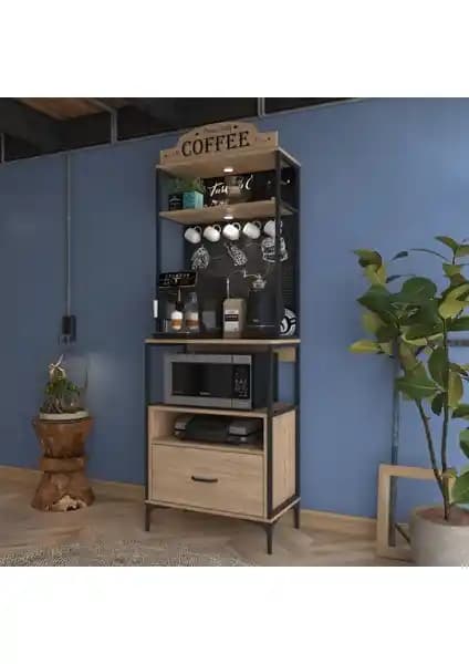 Rani JE154 Işıklı Kahve Köşesi Mutfak Dolabı Estetik ve Fonksiyonellik Sunar