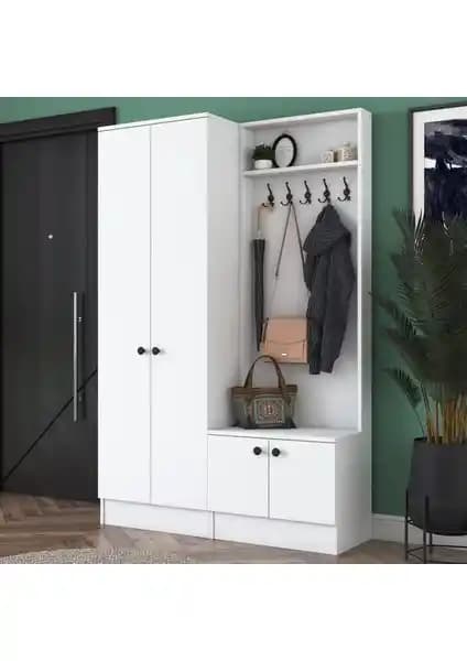 Rani P6 Modern Portmanto Ayakkabılık Vestiyer Beyaz - Şık ve Fonksiyonel Depolama Çözümü