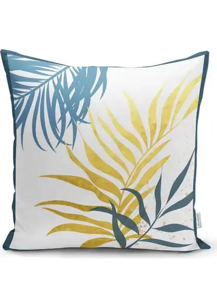 RealHomes Modern Dijital Baskılı Beyaz Zemin Yastık Kılıfı 43x43 cm Dekoratif Tasarım