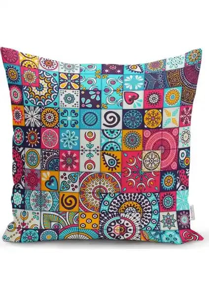 RealHomes Mozaik Desenli Özel Tasarım Yastık Kırlent Kılıfı Modern ve Dayanıklı Ev Dekorasyonu Ürünü