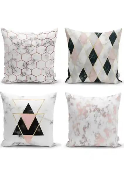 RealHomes Rosegold Mermer Serisi 4'lü Kırlent Kılıfı Seti Modern ve Şık Dekorasyon İçin