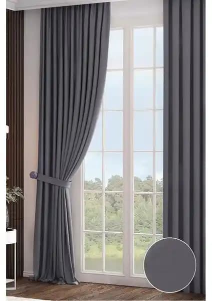 RechHome Taç Koyu Gri Fon Perde: Modern ve Şık Tasarım ile İç Mekânlara Zarif Dokunuş