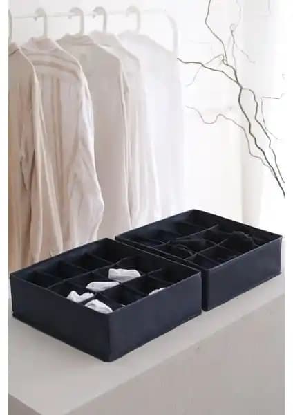 Rek Home 2li Lacivert Çocuk Odası Dolap İçin 12 Bölmeli Organizer ve Çorap Düzenleyici