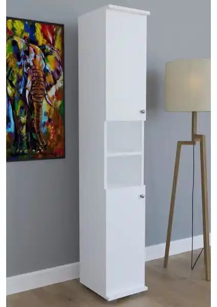 Remaks Efes Çok Amaçlı Boy Dolabı Beyaz 8 Raflı Modern Depolama Ünitesi