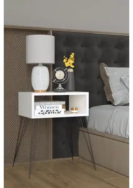 Remaks Elit Metal Ayaklı Komodin Beyaz: Şık ve Dayanıklı Yatak Odası Çözümü