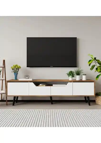 Roma Ahşap Ayaklı TV Ünitesi: Modern ve Estetik Tasarım ile Fonksiyonellik