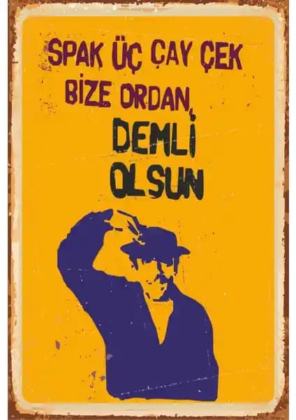 Sadri Alışık ve Yeşilçam Temalı Retro Ahşap Poster Dekoratif Sanat Eseri