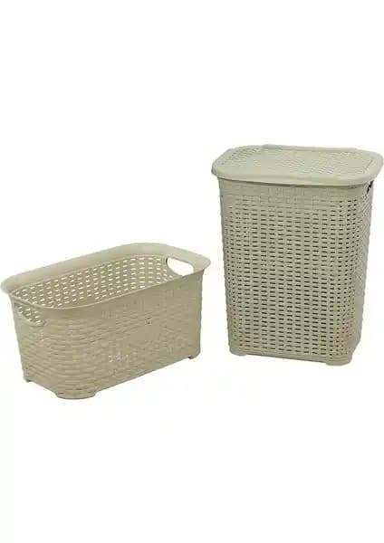 Sağlam Plastik Rattan Görünümlü Kirli Çamaşır Sepeti: Modern ve Dayanıklı Tasarım