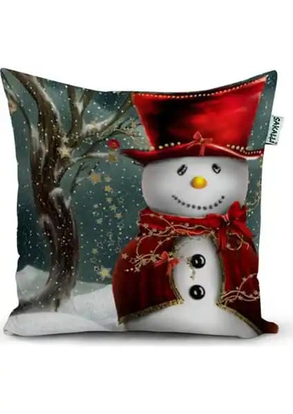 Sakallı Yılbaşı Temalı 3D Baskılı Dekoratif Kırlent Kılıfı Ev Dekorasyonunda Şıklık ve Neşe