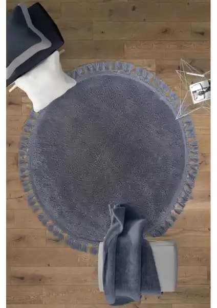 Saraz Halı Yuvarlak Comfort Puffy Antrasit Modern ve Dayanıklı Dekoratif Halı