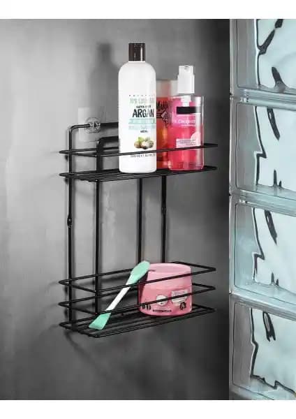 Sas Ömür Boyu Paslanmaz 2 Katlı Duş Rafı Şampuanlık - Dayanıklı ve Estetik Banyo Aksesuarı