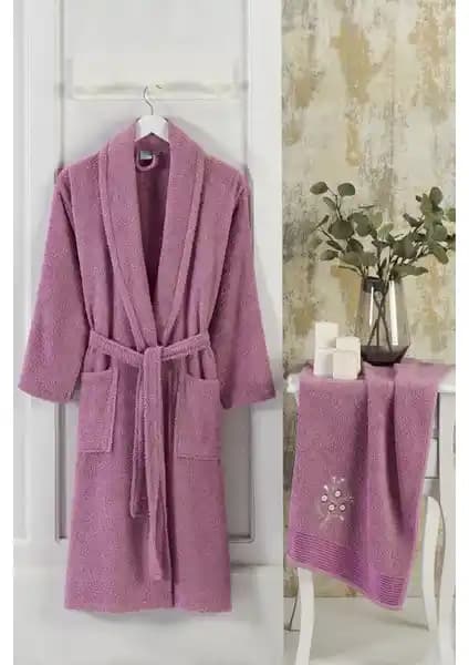 Semecca Gül Kurusu Nakışlı Havlu ve Bornoz Seti Yüksek Kalite ve Şıklık Sunar