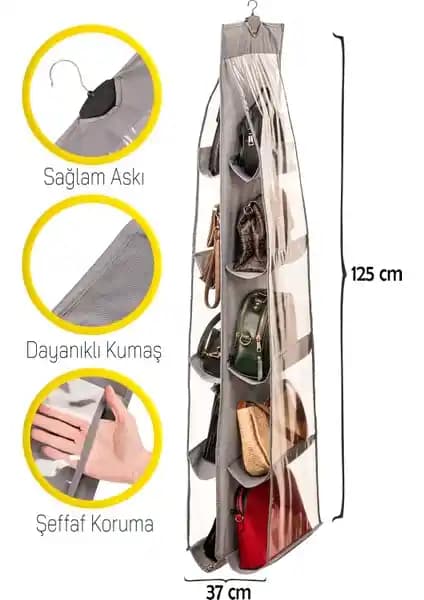 Serstil 10'lu Çanta Organizer Antrasit - Çok Amaçlı Saklama Çözümü