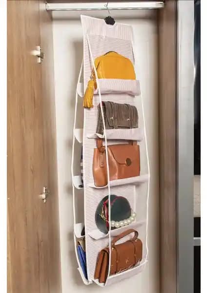 Serstil 10'lu Çanta Organizer Pembe Çizgili Göz Alıcı ve Çok Amaçlı Saklama Çözümü