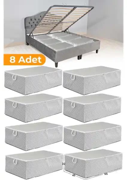 Serstil 8 Adet Gri Benekli Büyük Boy Hurç Seti Ev ve Oturma Odası Düzenleme İçin Uygun