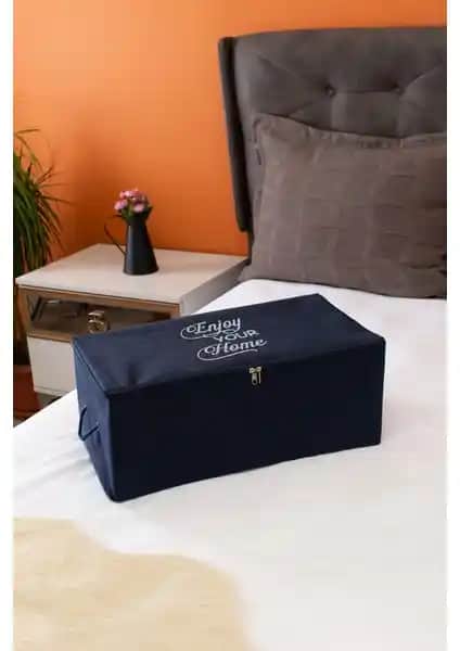 Serstil Küçük Boy Baskı Detaylı Lacivert Hurç: Şık ve Pratik Saklama Çözümü