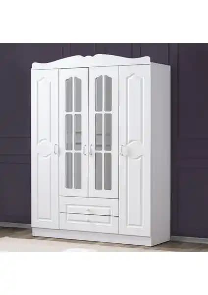 Setay MDF Yüzeyli Country Kuzey 4 Kapaklı Gardrop Geniş İç Hacim ve Modern Tasarım