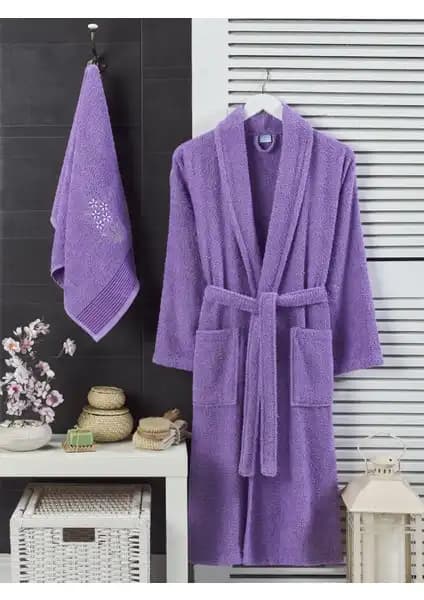 Şilay Home Lavanta Renkli Havlulu Bornoz Seti Konfor ve Estetik Birlikteliği