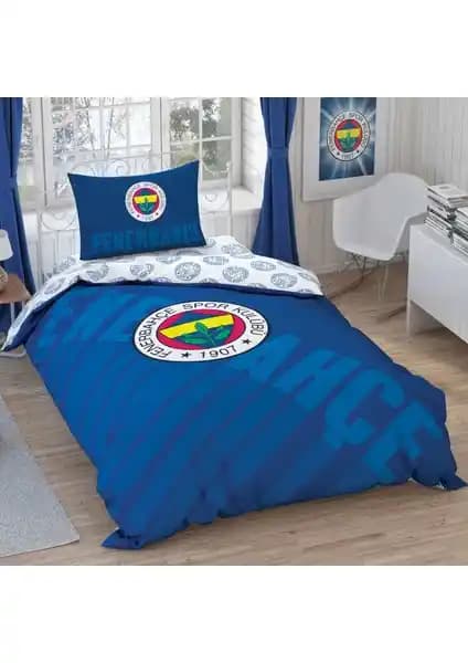 Taç Fenerbahçe Lacivert Logo Pamuk Nevresim Takımı 160x220 cm Yatak Seti