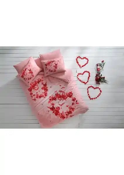 Taç Glow Parlayan Çift Kişilik Nevresim Takımı Pembe Romantik Tasarım ve Yüksek Kalite