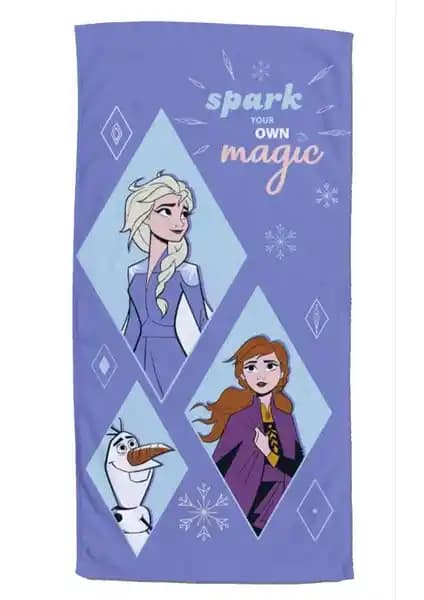 Taç Lisanslı Disney Frozen 2 Renkli ve Yumuşak Pamuk Plaj Havlusu 75x150 cm