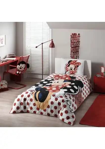 Taç Minnie Temalı Tek Kişilik Nevresim Takımı: Çok Mevsim Kullanım ve Dayanıklılık