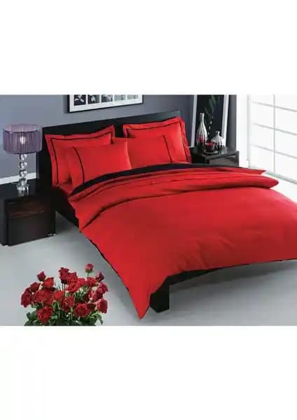 Taç Prestige Saten Delux Çift Kişilik Nevresim Takımı Kırmızı Yüksek Kalite ve Şıklık