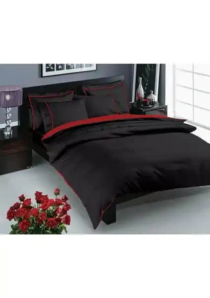 Taç Prestige Siyah Çift Kişilik Delüx Saten Nevresim Takımı Modern ve Şık Tasarım