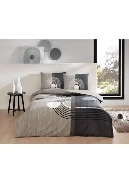 Taç Ranforce Çift Kişilik Nevresim Takımı Alex Gri Modern ve Dayanıklı Tasarım