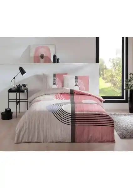 Taç Ranforce Çift Kişilik Pembe Nevresim Takımı Modern Tasarım ve Yüksek Kalite