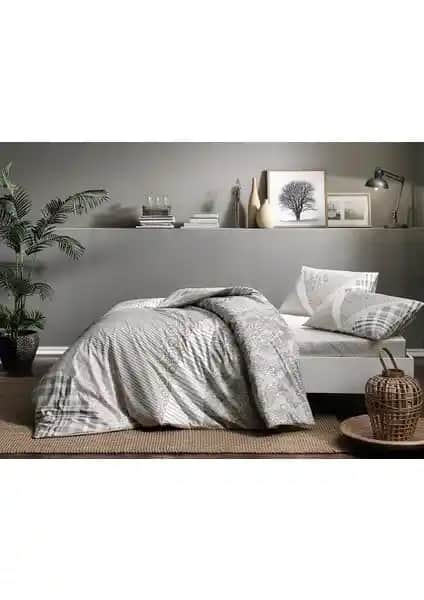 Taç Saylor Gri Ranforce Çift Kişilik Nevresim Takımı Modern ve Dayanıklı Tasarım