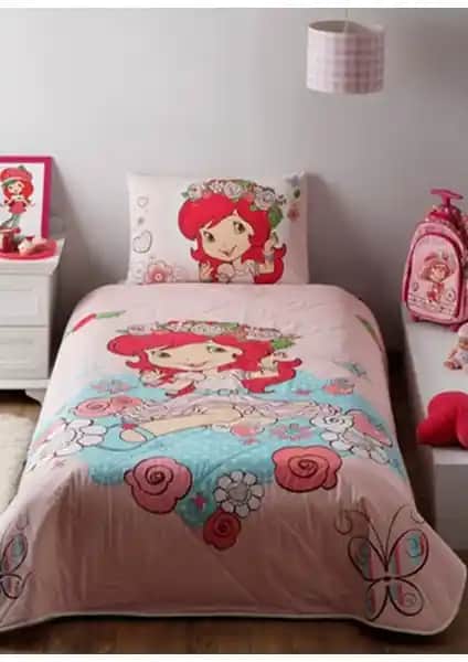 Taç Strawberry Shortcake Candy Tek Kişilik Ranforce Yatak Örtüsü Estetik ve Dayanıklı Tasarım