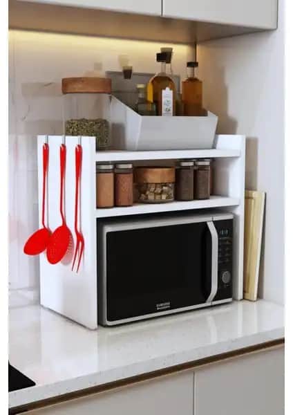 Talas Tozu Beyaz Tezgah Üstü Raf Modern ve Çok Amaçlı Depolama Çözümü