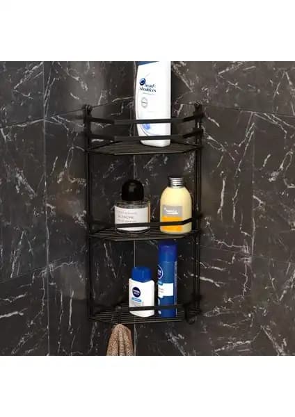 Tekno-tel Üç Katlı Köşe Banyo Rafı Modern Tasarım ve Uzun Ömür Sunar