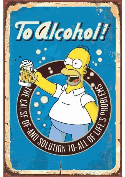 The Simpsons Bira Temalı Retro Vintage Ahşap Poster Dekorasyon İçin Uygun