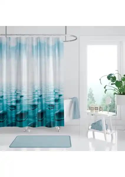 Tropik Home Duş Perdesi Seti Modern ve Dayanıklı Banyo Aksesuarı 180x200 cm
