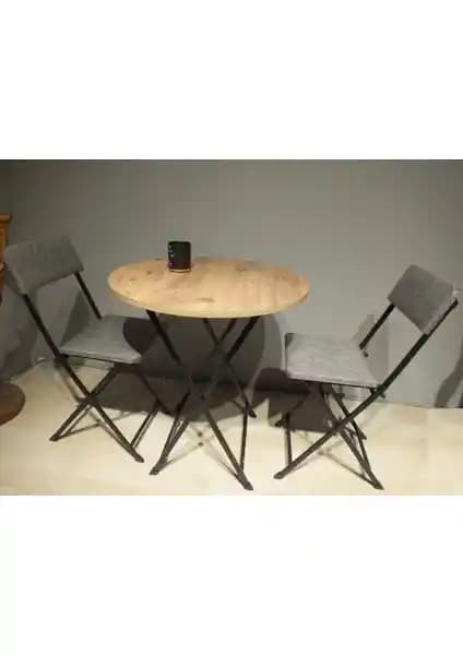 Tubix Ahşap Çam Desenli Yuvarlak Masa ve Sandalye Takımı: Şık ve Fonksiyonel Tasarım