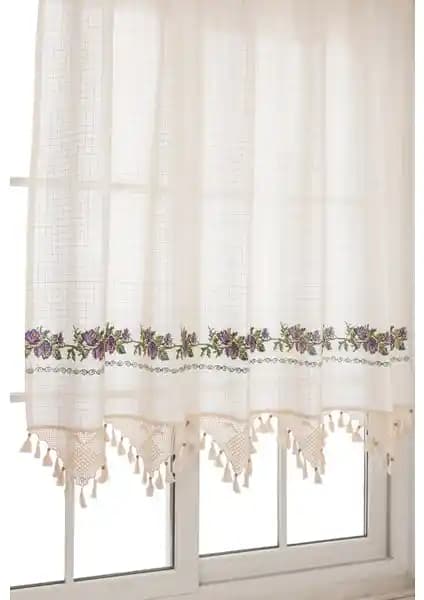 Tuncay Tekstil Buldan İşli Mor El Dantelli Pamuk Perde Modern ve Geleneksel Tasarımın Buluşması