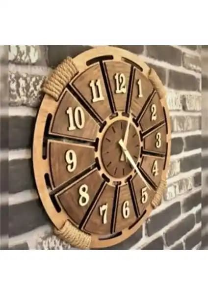 Ümra Lazer Ahşap Dekoratif Duvar Saati - Şık ve Sessiz Tasarım Çözümü