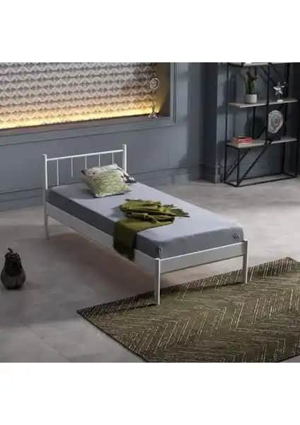 Unimet Falez-S Tek Kişilik Ferforje Metal Karyola Beyaz Modern ve Dayanıklı Uyku Alanı
