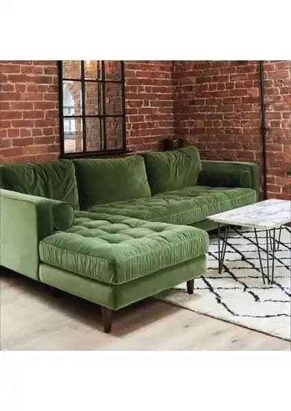 Ürgüp Yeşil Modern L Köşe Koltuk Takımı ile Ev Dekorasyonunda Şıklık ve Konforun Buluşması