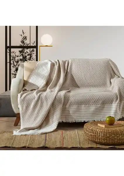 Vagonik Zigzag Natural Keten Koltuk Örtüsü: Şık ve Dayanıklı Dekoratif Çözüm