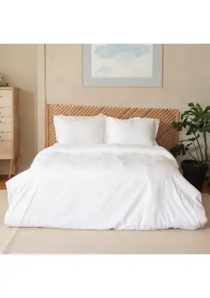 Valoroso Tekstil Çift Kişilik Çizgili Saten Nevresim Takımı Yatak Odası Dekorasyonu