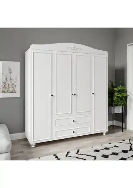 Venatto Romantik Dört Kapaklı Dolap: Modern Tasarım ve Dayanıklılığı Bir Arada Sunar