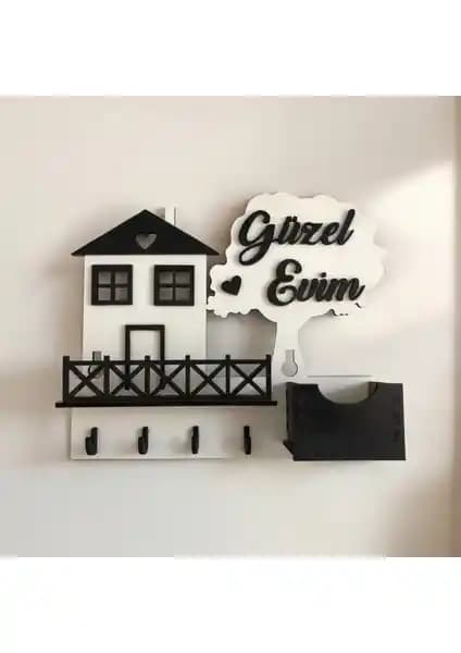 Vera Atölye Güzel Evim Anahtarlık Askısı Modern ve Şık Giriş Dekorasyonu İçin Uygun